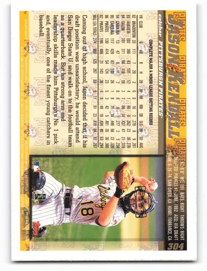 Amazon.com: 1998 Topps #304 Jason Kendall NM-MT Pittsburgh Pirates